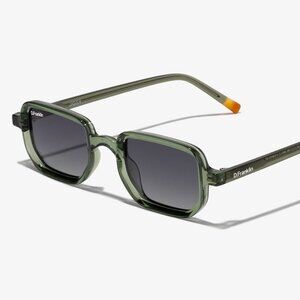 D.Franklin Jiggy Green Square Sunglasses Transparent Frame Polarized
